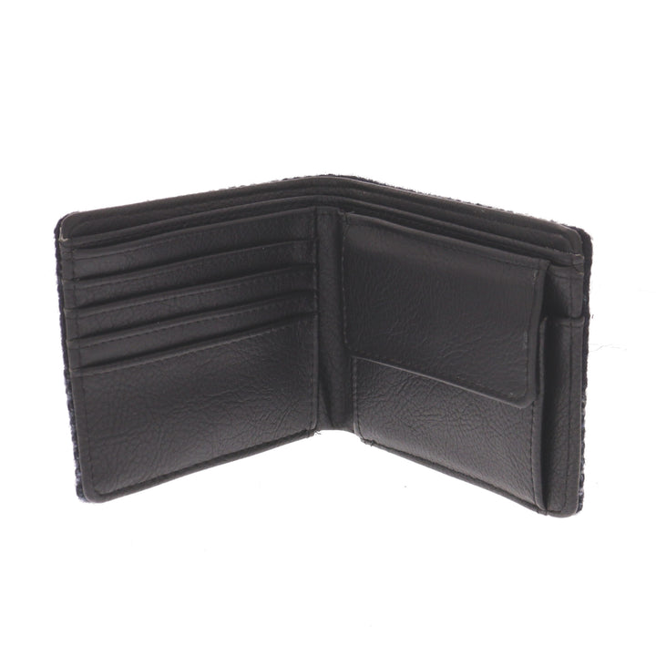 Glen Appin Harris Tweed Scalpay Bi-Fold Wallet With Coin Compartment in Grey Check