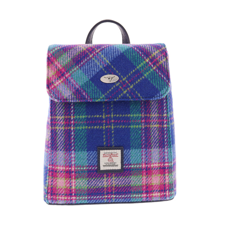 Glen Appin Harris Tweed Tummel Backpack Blue & Teal Tartan