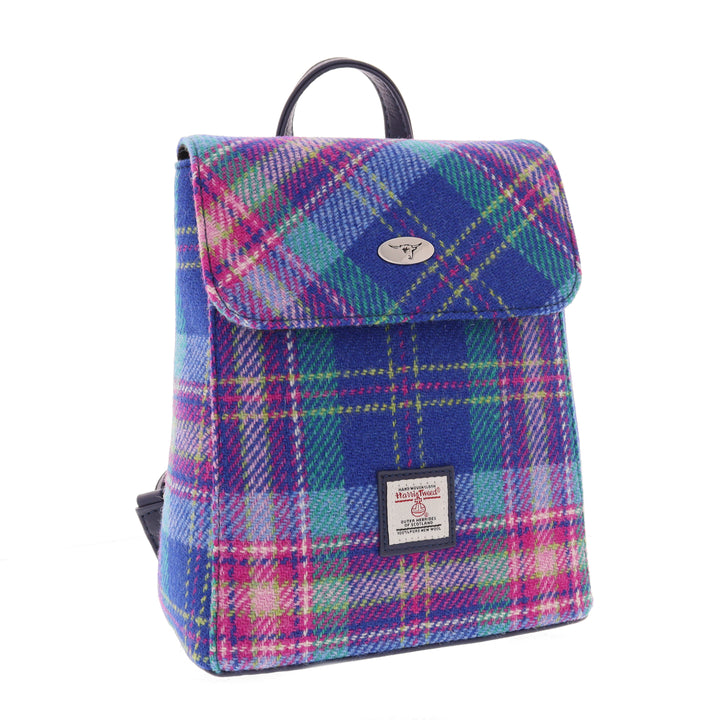 Glen Appin Harris Tweed Tummel Backpack Blue & Teal Tartan