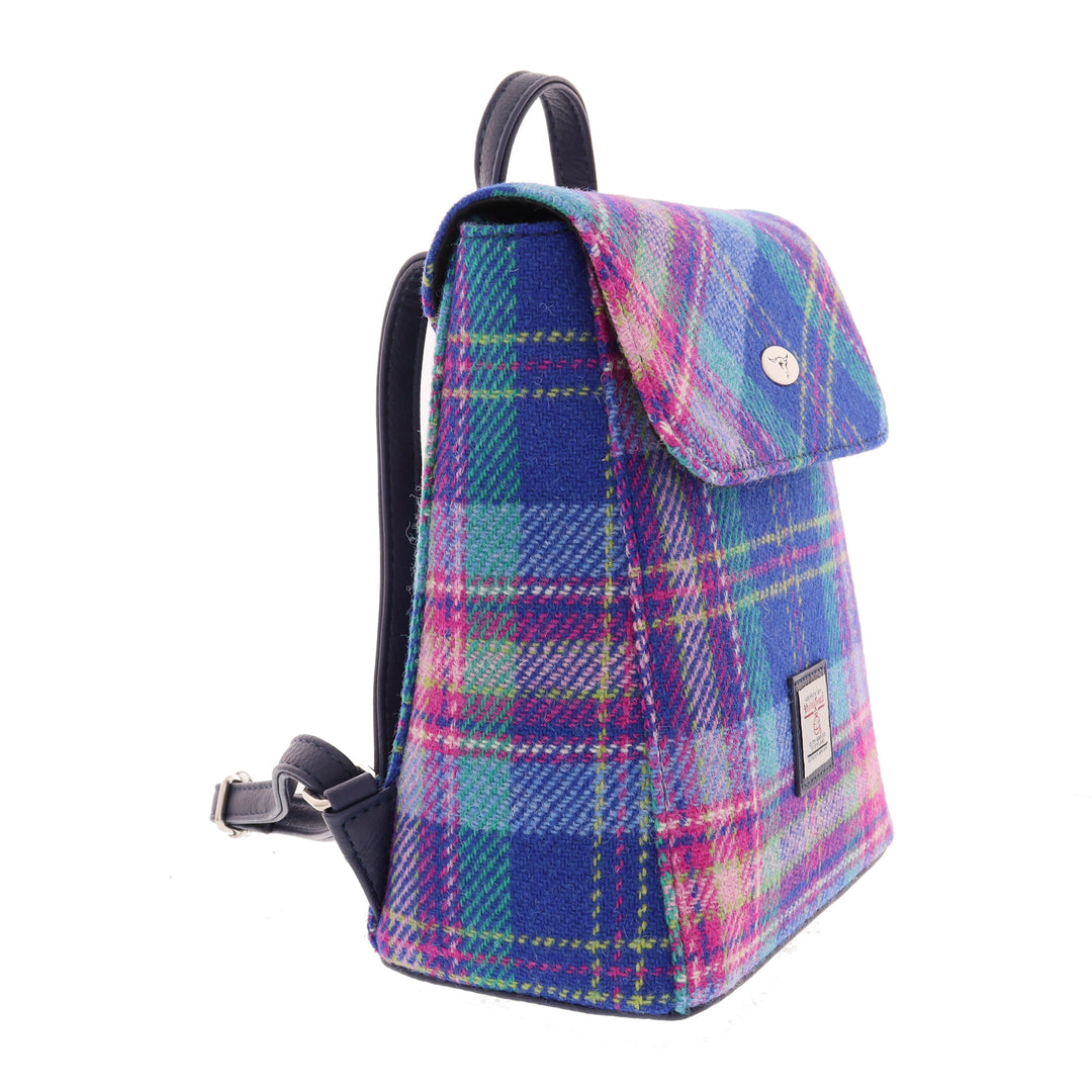 Glen Appin Harris Tweed Tummel Backpack Blue & Teal Tartan