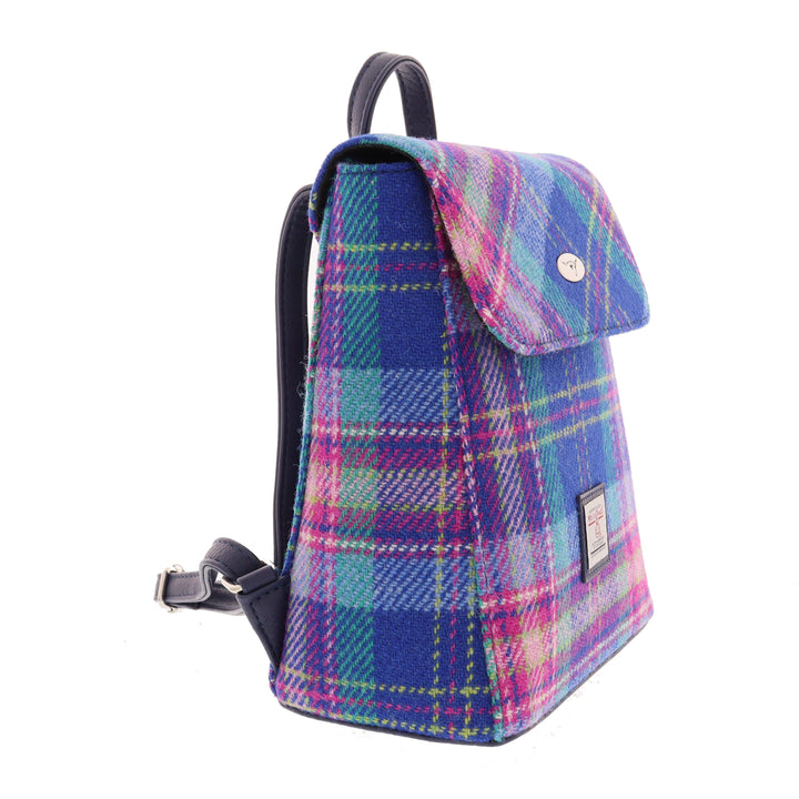 Glen Appin Harris Tweed Tummel Backpack Blue & Teal Tartan