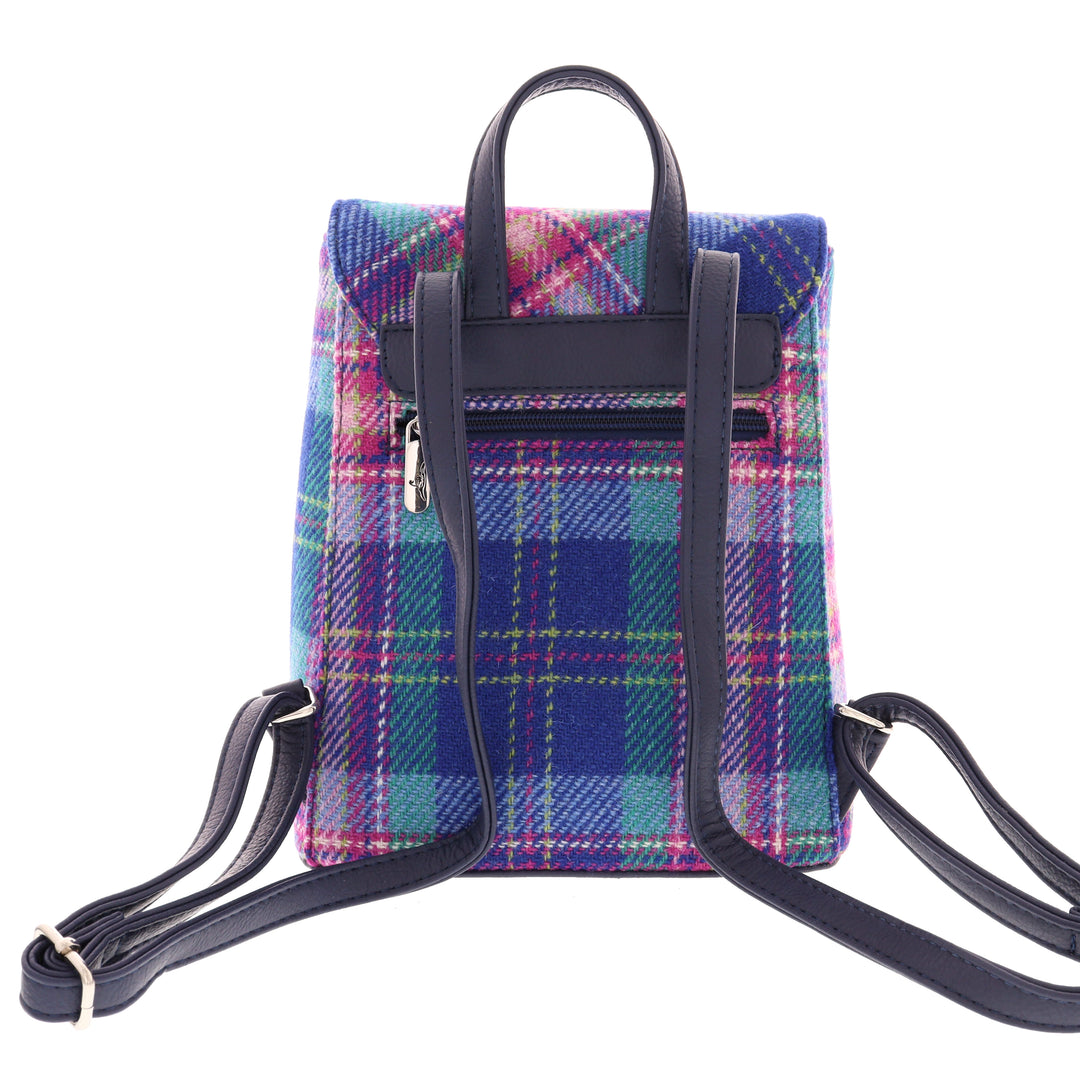 Glen Appin Harris Tweed Tummel Backpack Blue & Teal Tartan