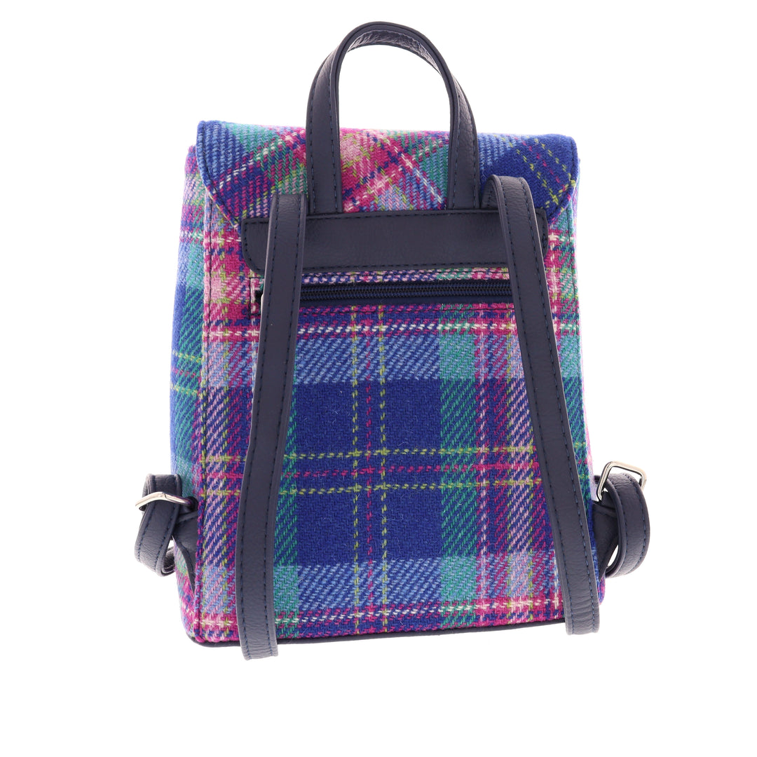 Glen Appin Harris Tweed Tummel Backpack Blue & Teal Tartan