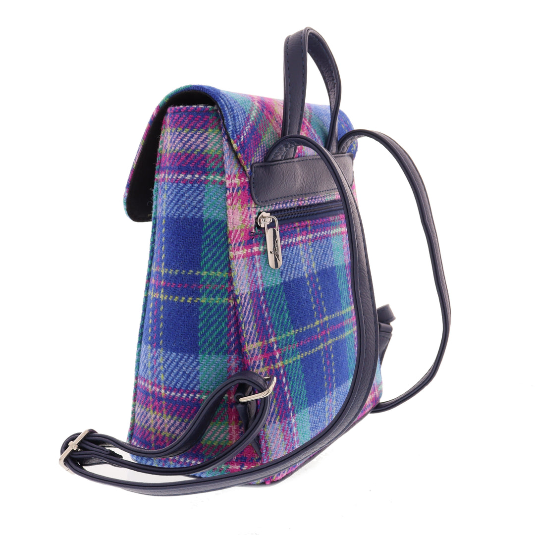 Glen Appin Harris Tweed Tummel Backpack Blue & Teal Tartan