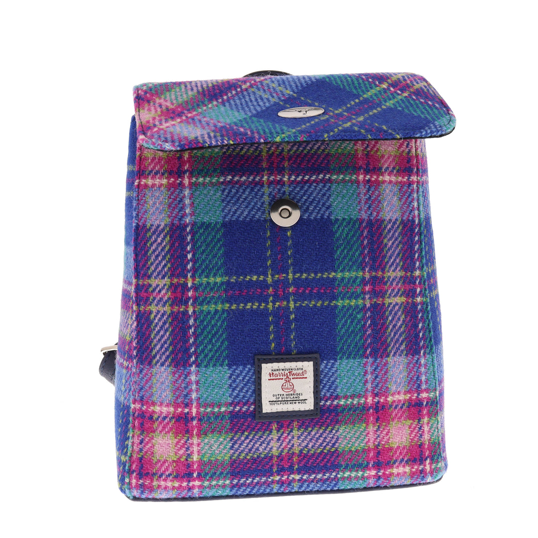 Glen Appin Harris Tweed Tummel Backpack Blue & Teal Tartan