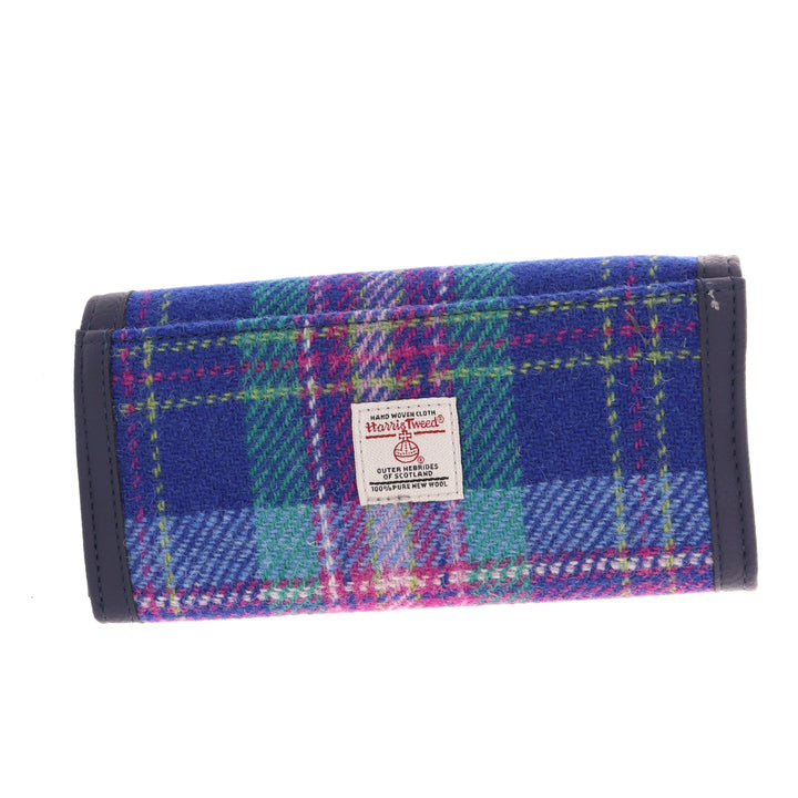 Glen Appin Harris Tweed Ladies Bute Fold Over Purse Blue & Teal Tartan