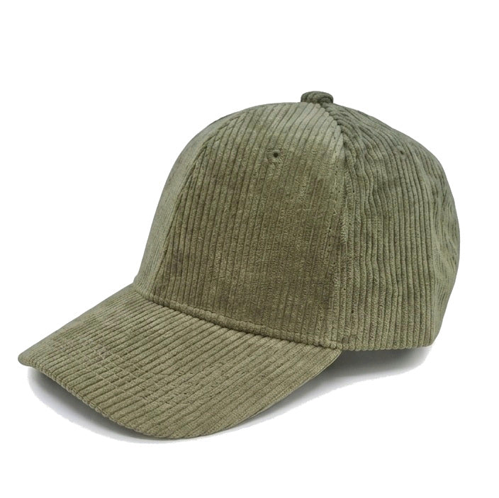 Green Corduroy Baseball Cap Adjustable Back
