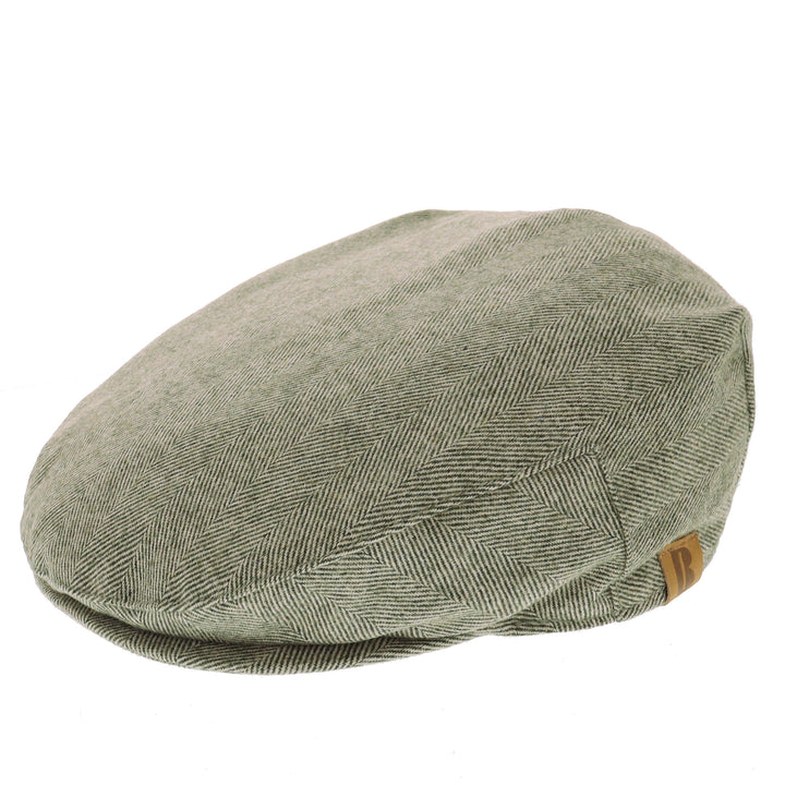 Green Herringbone Flat Cap