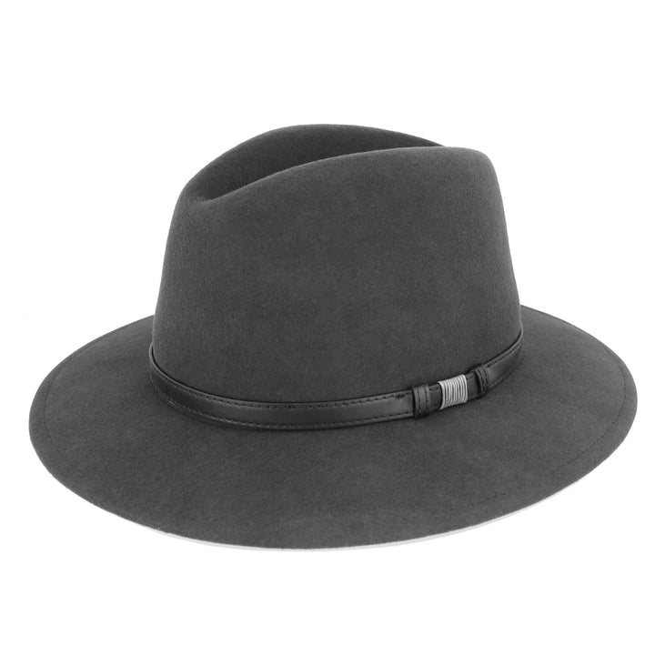 Grey Wool Fedora With Black Band