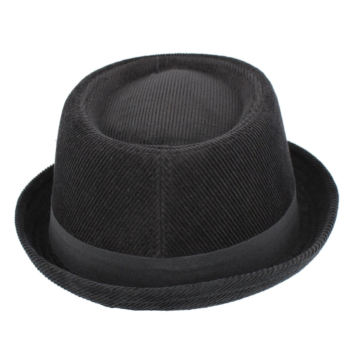 Corduroy Black Pork Pie Hat