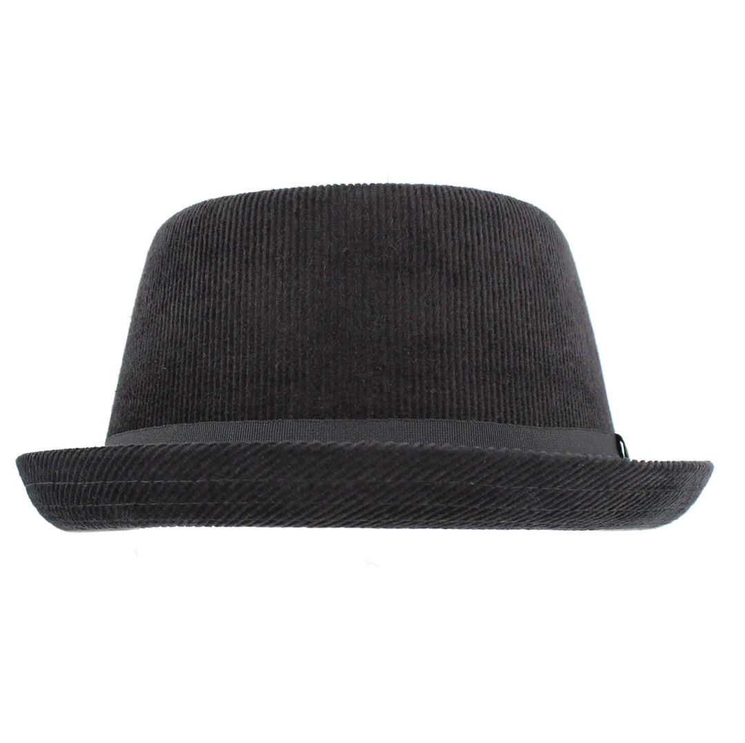 Corduroy Black Pork Pie Hat