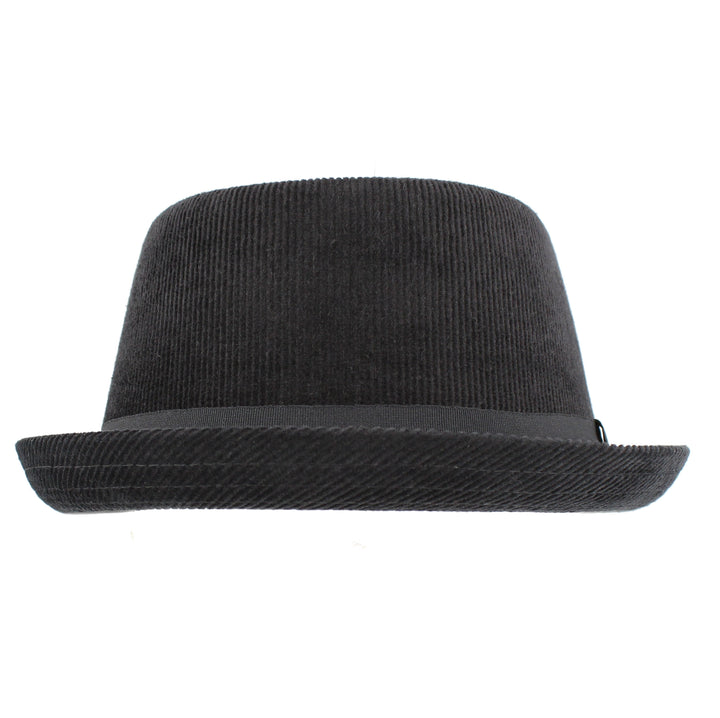 Corduroy Black Pork Pie Hat