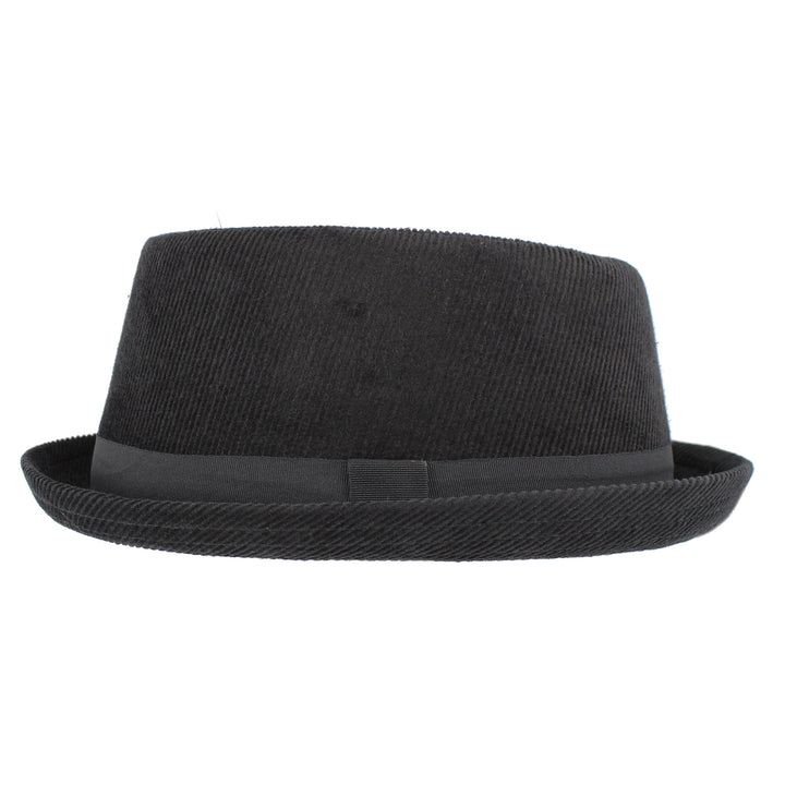 Corduroy Black Pork Pie Hat