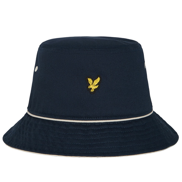 Navy & Cream Piped Cotton Bucket Hat - Lyle & Scott