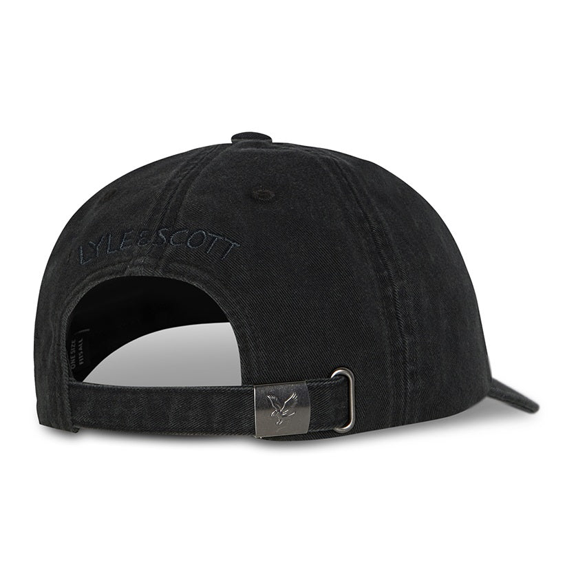 Washed Black Cotton Adjustable Baseball Cap - Lyle  & Scott