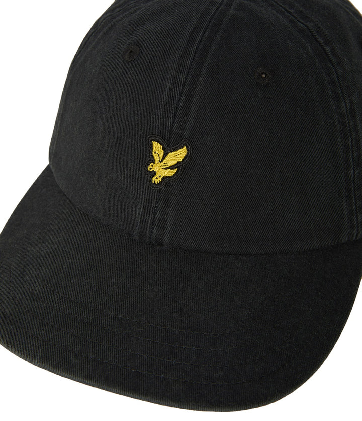 Washed Black Cotton Adjustable Baseball Cap - Lyle  & Scott