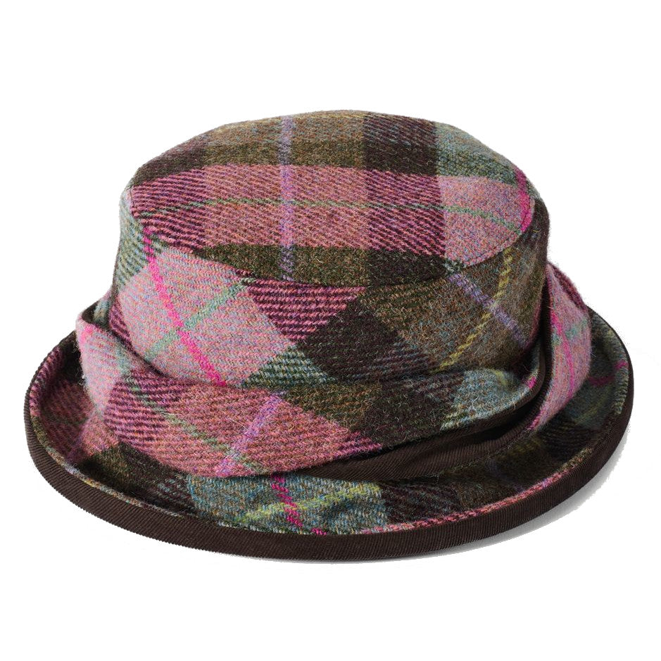 Failsworth Harris Tweed Twist Cloche In Pink Check