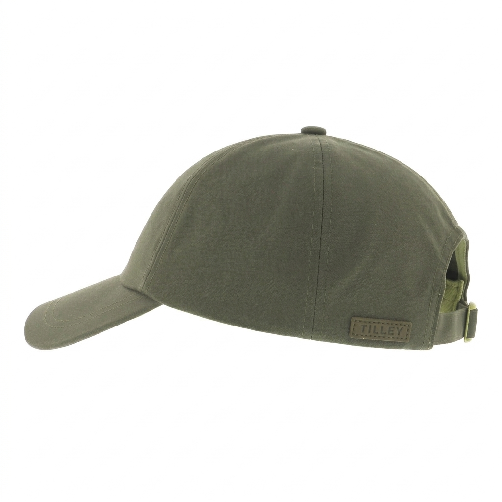 Tilley Adjustable Waxed Cotton Baseball Cap in Olive