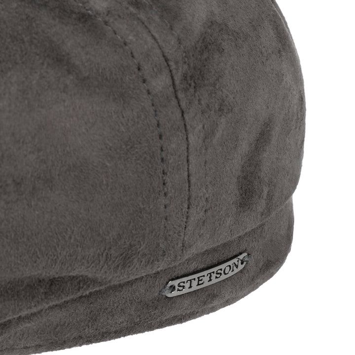 Stetson Hatteras Goat Suede Leather Bakerboy Cap Anthracite Grey