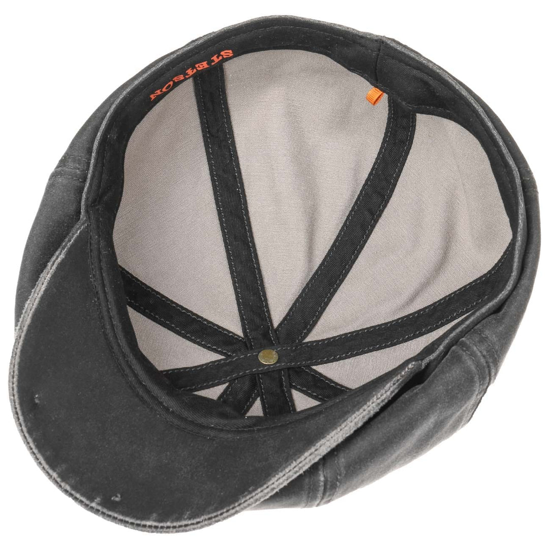 Stetson Cotton Hatteras 'Old Newsboy' Bakerboy Cap In Black