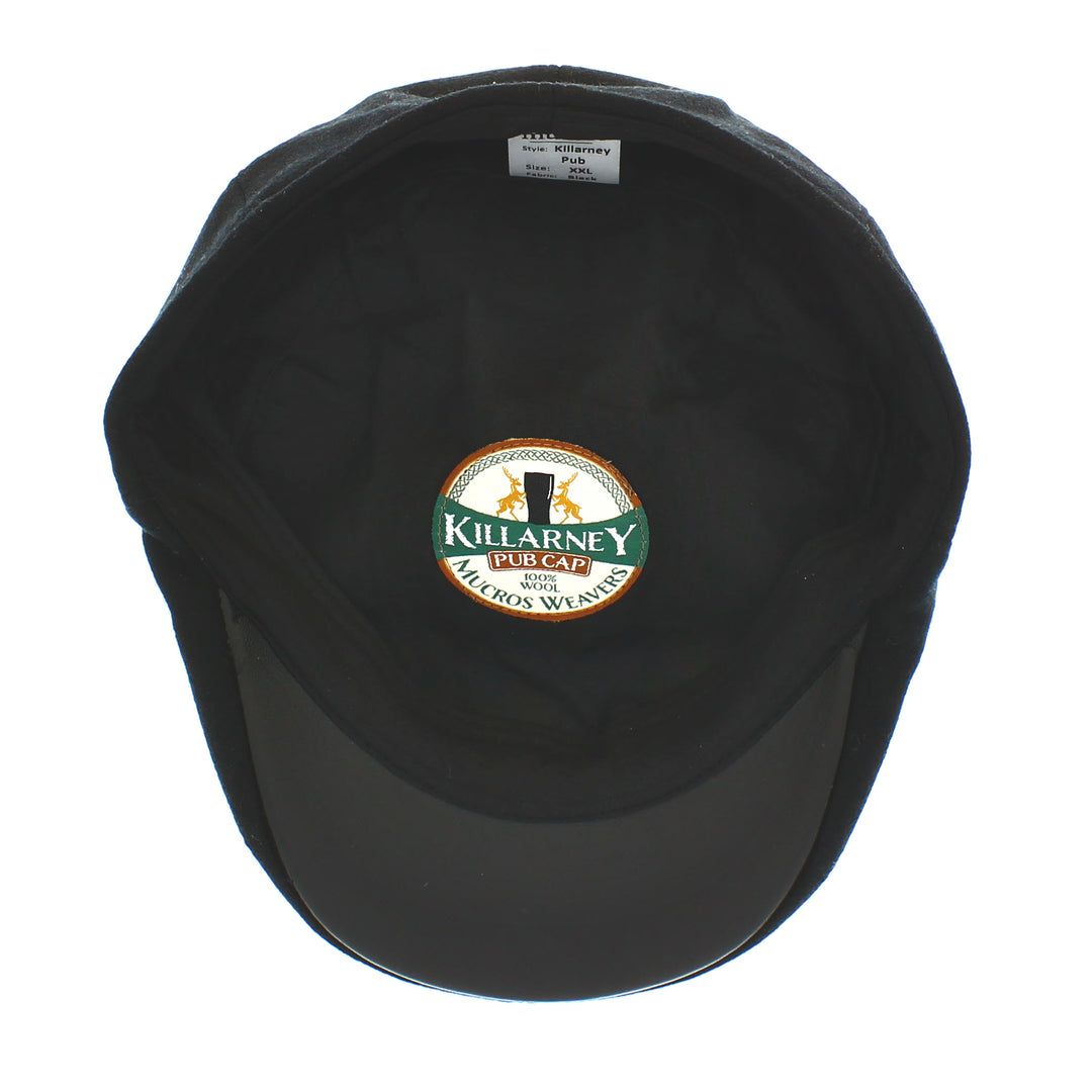 Black Killarney Pub Cap – 100% Wool by Mucros Weavers