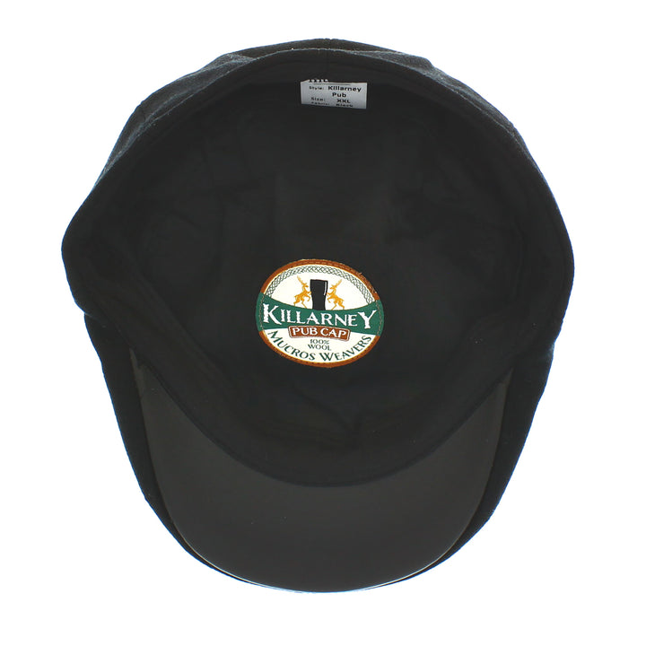 Black Killarney Pub Cap – 100% Wool by Mucros Weavers