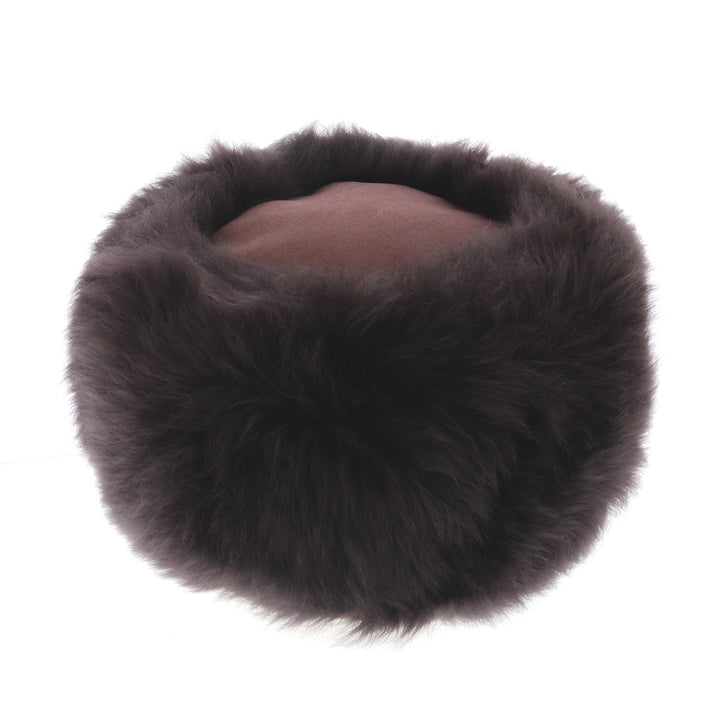 Ladies Luxury Sheepskin Super Soft Cossack Hat in Truffle