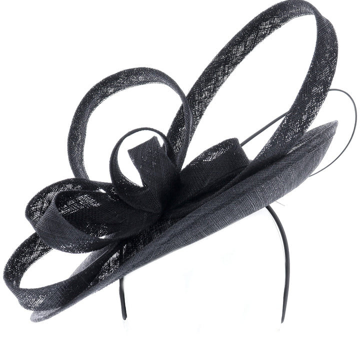 Black Medium Disc Headband Fascinator 'Kathleen'