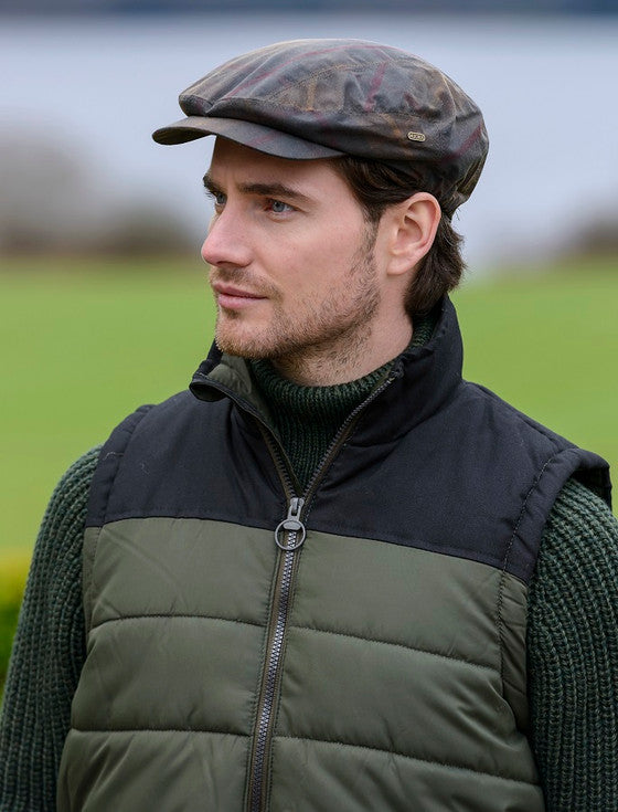 Kerry Waxed Cotton Flat Drivers Cap In Tartan