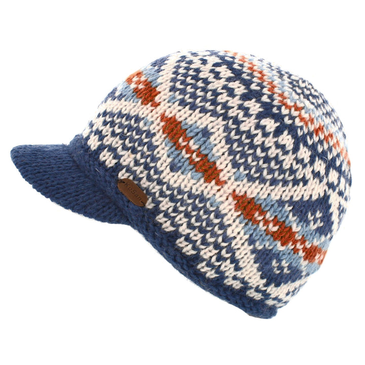 KuSan Peaked Beanie Cap Blue/Orange