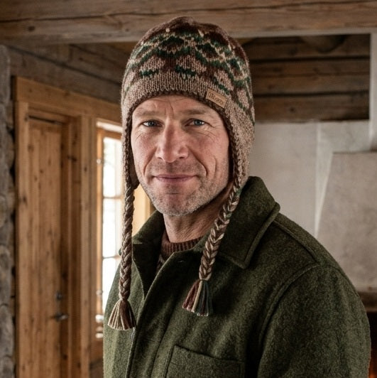 Kusan Colourful Wool Trapper Hat With Plaits, Fleece Lined