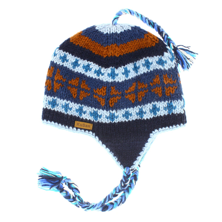 Kusan Colourful Wool Trapper Hat With Plaits, Fleece Lined