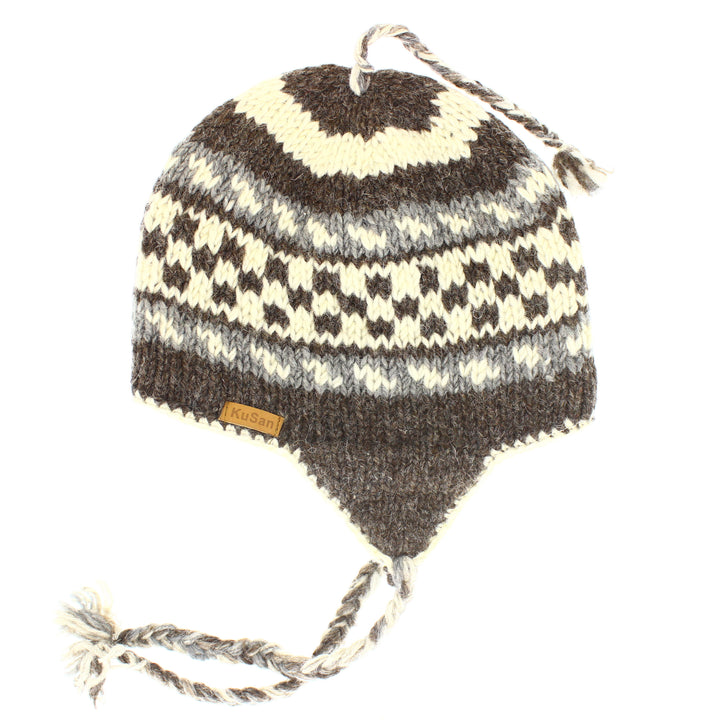 Kusan Colourful Wool Trapper Hat With Plaits, Fleece Lined