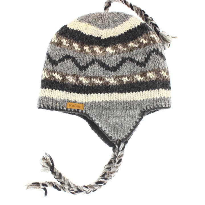 Kusan Colourful Wool Trapper Hat With Plaits, Fleece Lined