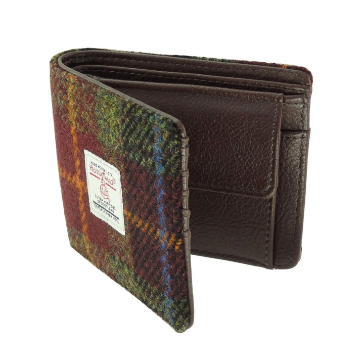 Glen Appin Harris Tweed Scalpay Bi-Fold Wallet With Coin Compartment in Rust Check