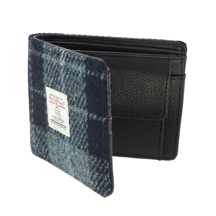 Glen Appin Harris Tweed Scalpay Bi-Fold Wallet With Coin Compartment in Grey Check
