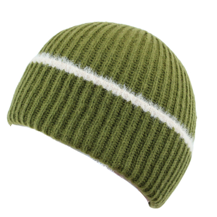 Green Paige Turn Up Beanie Hat