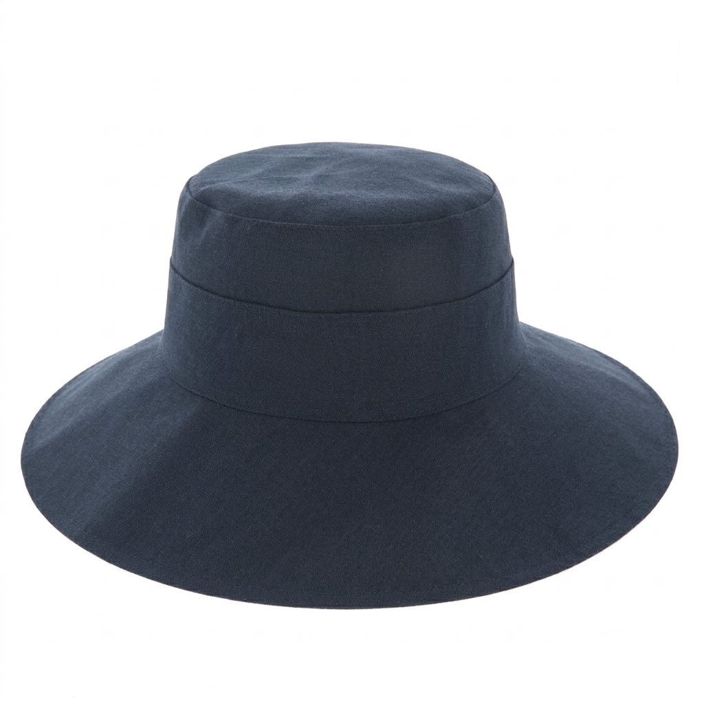 Women's Reversible Wide Cut Out Brim Sun Hat in Navy/Natural