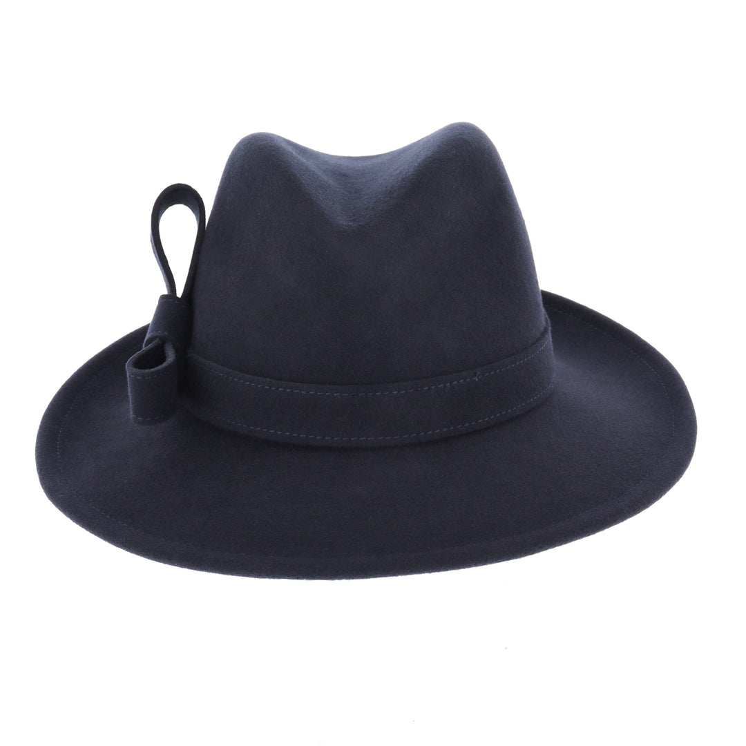 Ladies 100% Wool Fedora (Navy)