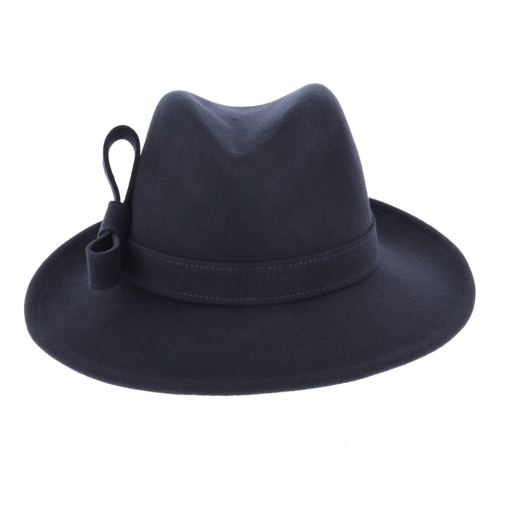Ladies 100% Wool Fedora (Navy)