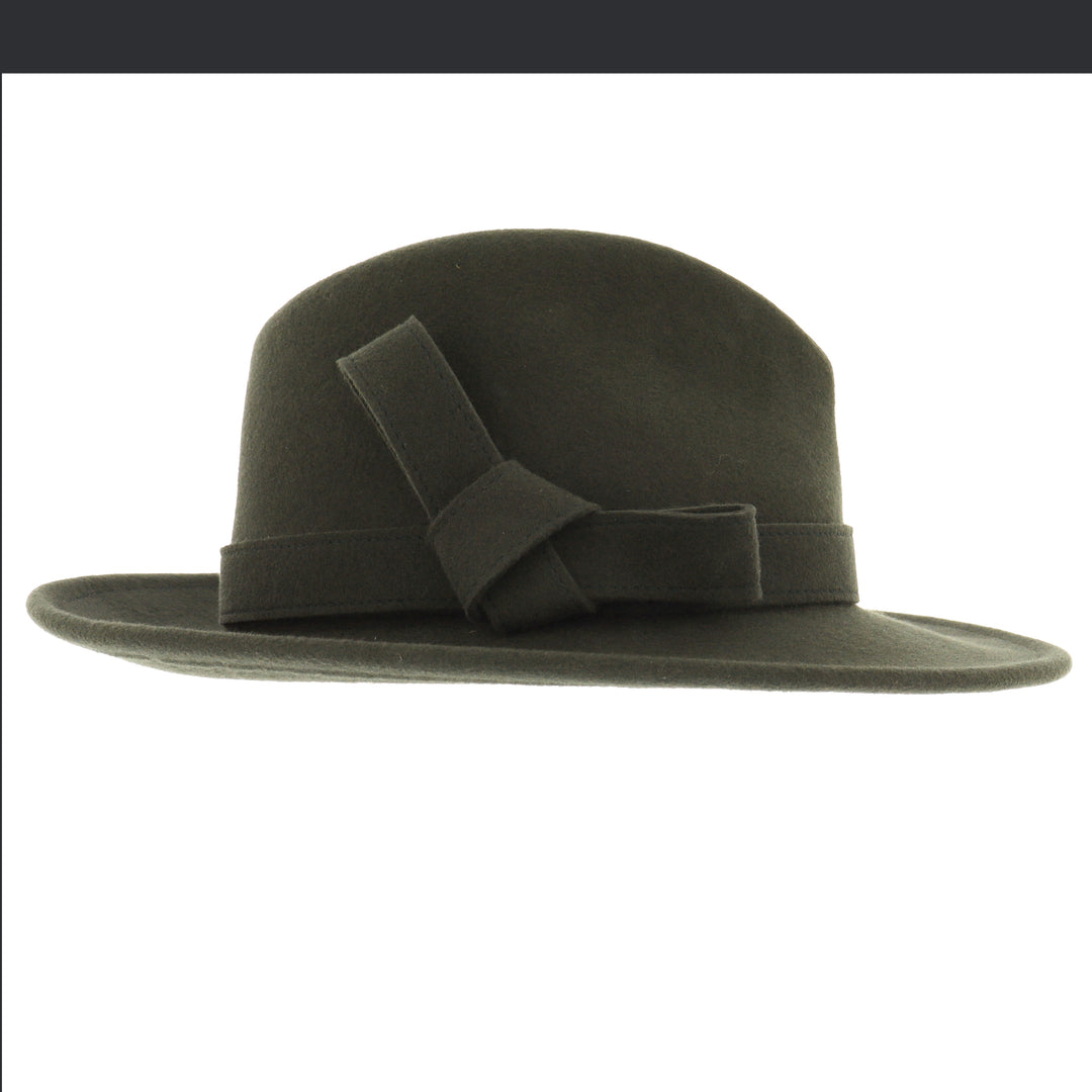 Ladies 100% Wool Fedora (Moss Green)