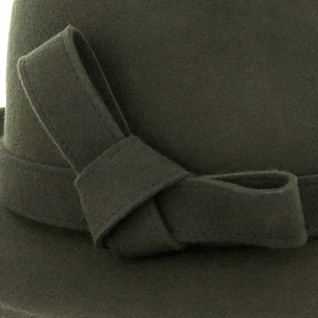 Ladies 100% Wool Fedora (Moss Green)
