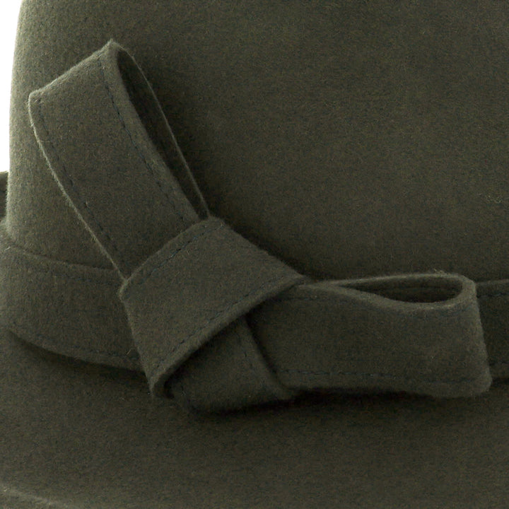 Ladies 100% Wool Fedora (Moss Green)