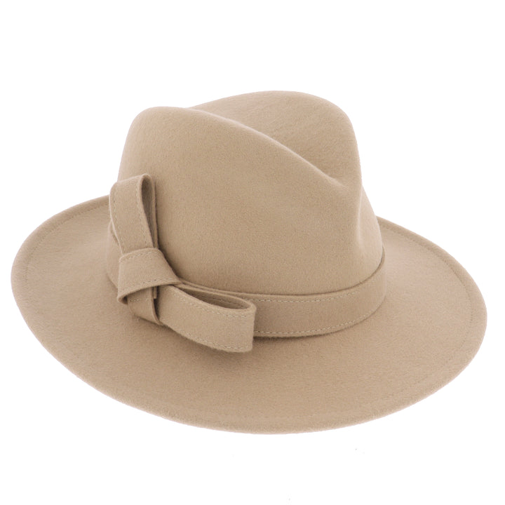 Ladies 100% Wool Fedora (Camel)