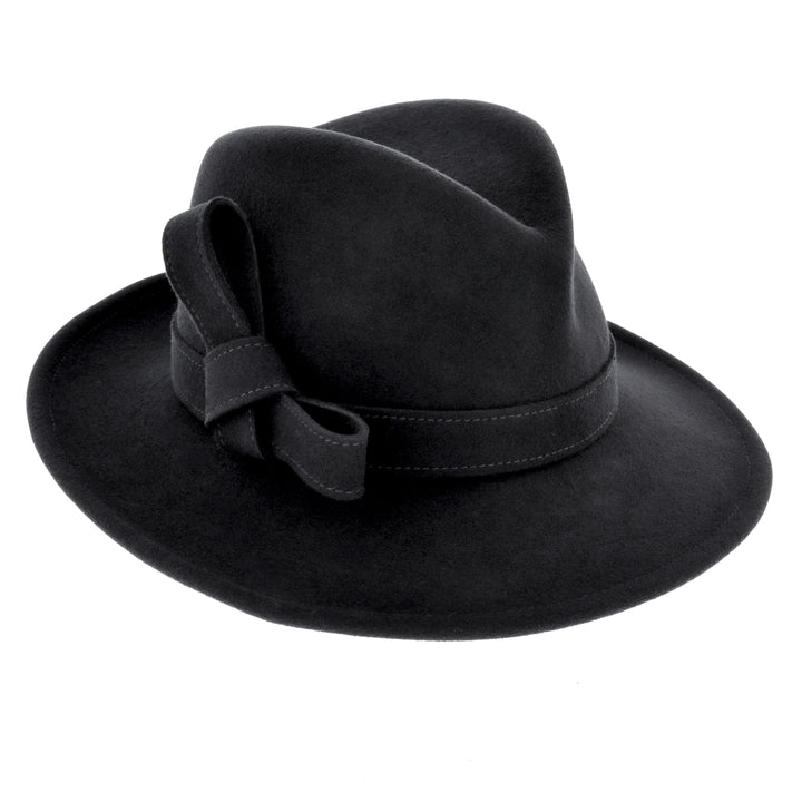 Ladies 100% Wool Fedora (Black)