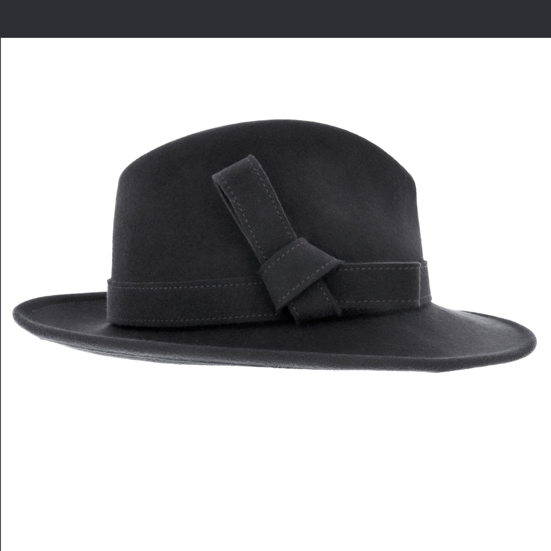 Ladies 100% Wool Fedora (Black)