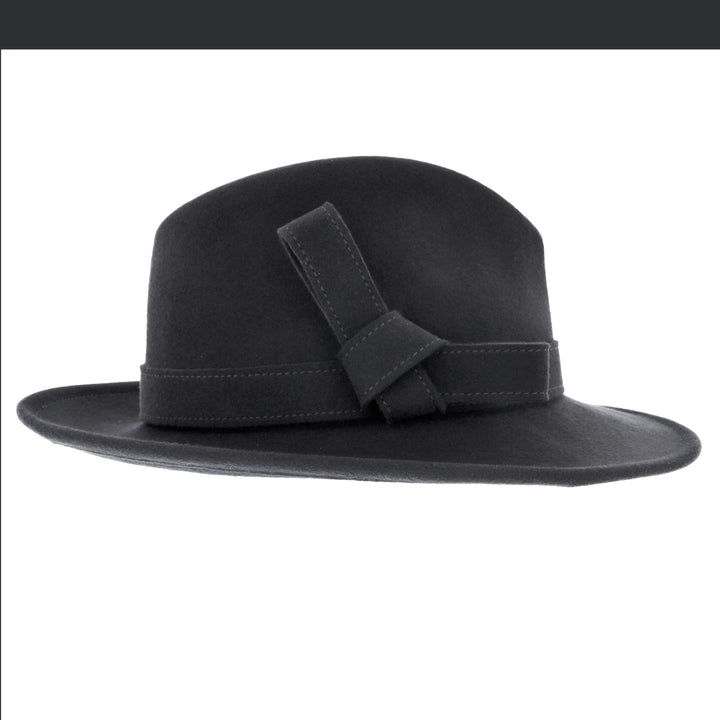 Ladies 100% Wool Fedora (Black)