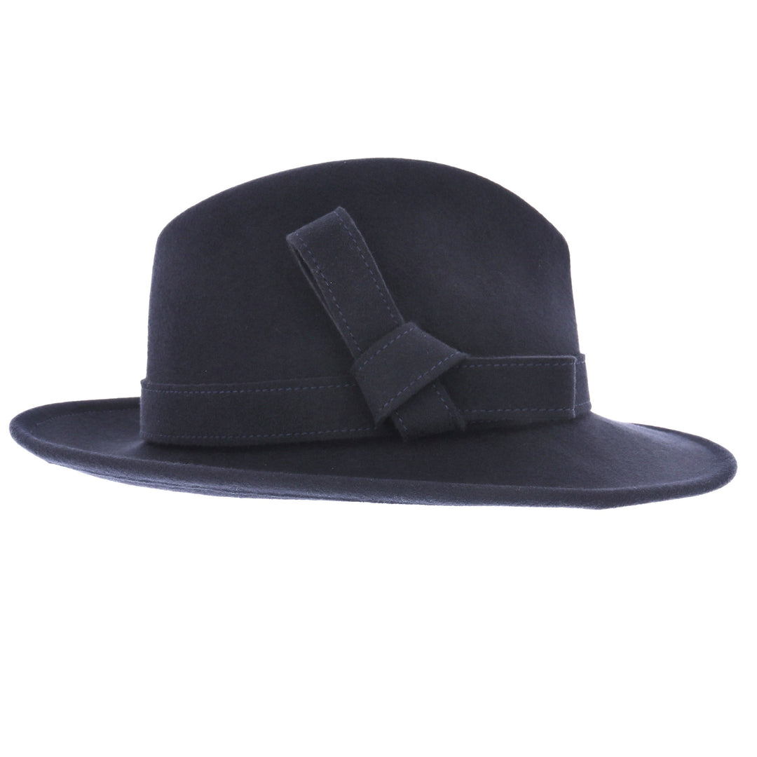 Ladies 100% Wool Fedora (Navy)
