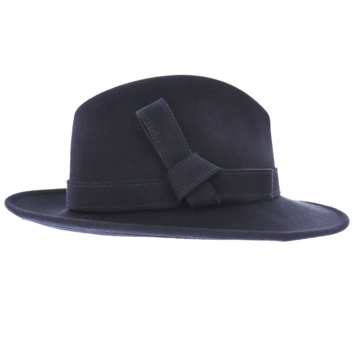 Ladies 100% Wool Fedora (Navy)