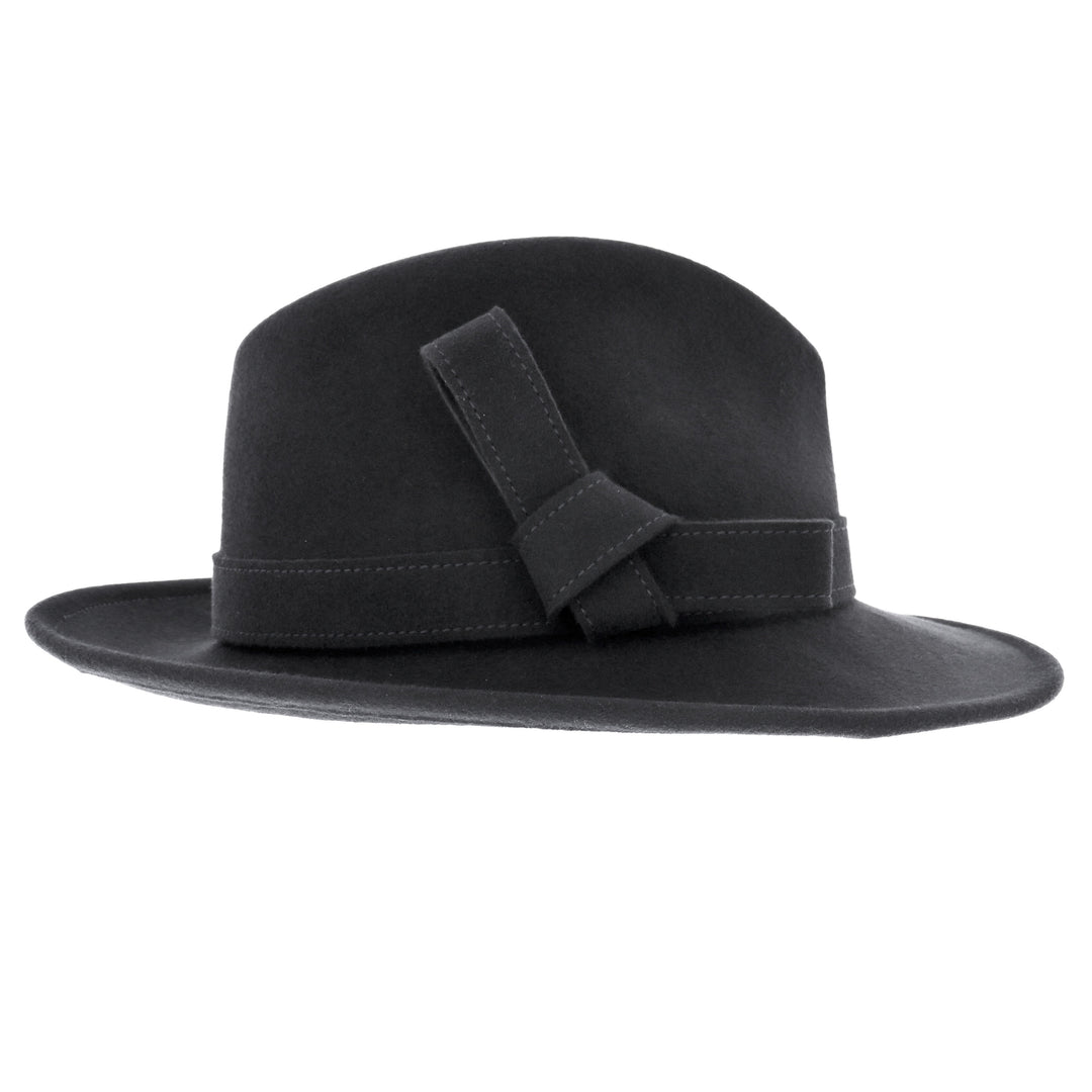 Ladies 100% Wool Fedora (Black)
